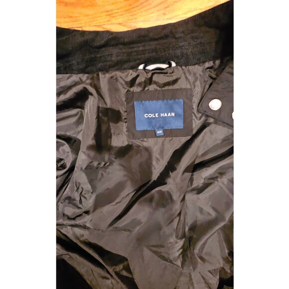Cole Haan Mens Black Stand Collar Rain Jacket Coat Parka Button and Zipper Sz M - Picture 5 of 7